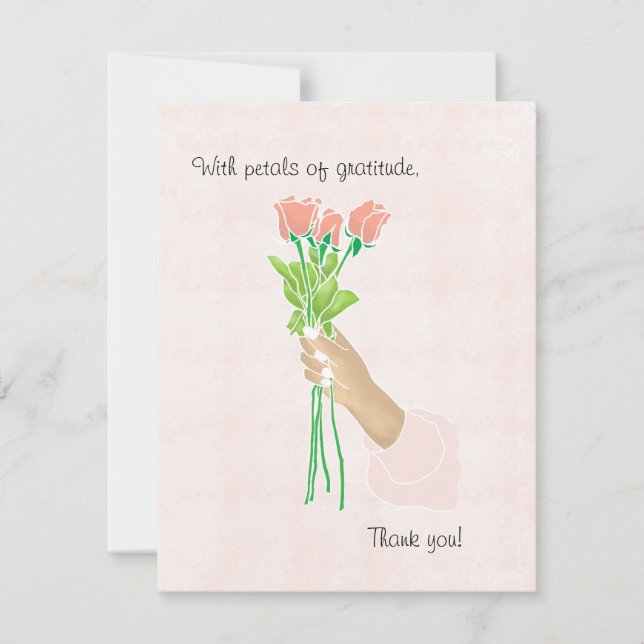 Cartão De Festividades Rose Petals of gratitude Thank you card (Frente)