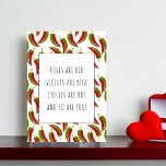 Cartão De Festividades Roses are Red Funny Chili Poem Valentine's Day<br><div class="desc">Fun card to leave anonymous with roses are red poem - perfect for Valentine's Day. The design features lots of red and green chillis and skinny font typography. The poem reads, Roses are red, Violets are blue, Chilies are hot and so are you! (You can edit the wording for American...</div>