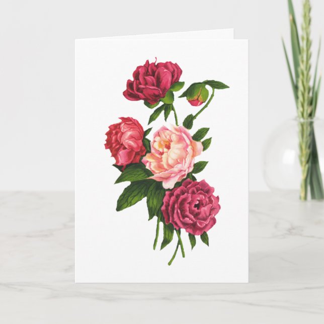 Cartão De Festividades Roses Valentine's Day Card (Large Print) (Frente)