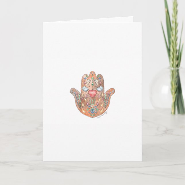 Cartão De Festividades Rosh Hashana Hamsa Card (Frente)
