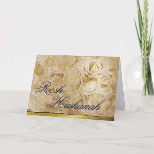 Cartão De Festividades Rosh Hashanah-Flowers (Frente)