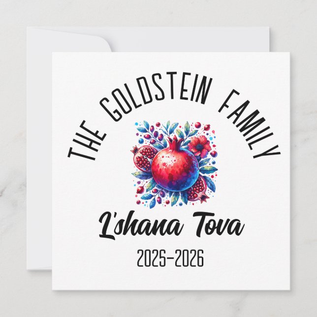 Cartão De Festividades Rosh Hashanah Jewish Ano Novo Nome Personalizado (Frente)