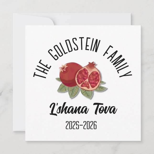 Cartão De Festividades Rosh Hashanah Judeu Ano Novo Nome Personalizado Ho (Frente)