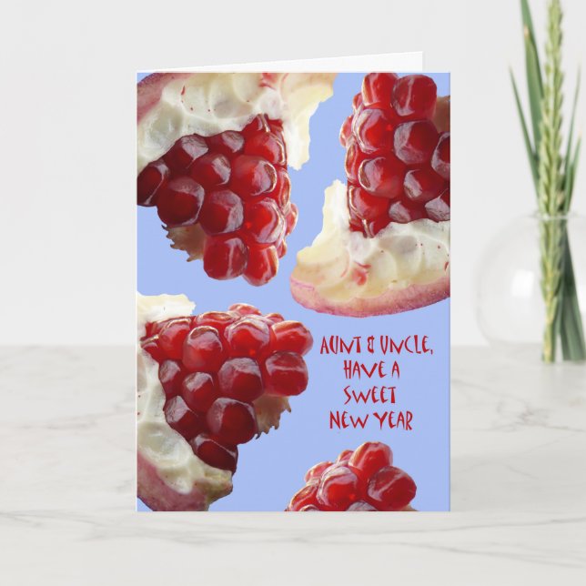 Cartão De Festividades Rosh Hashanah para Tia e Tio, Pomegranato (Frente)
