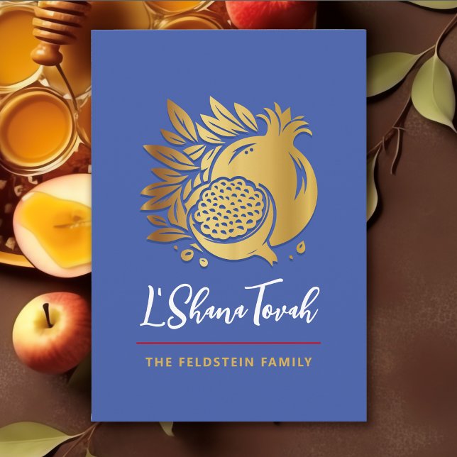 Cartão De Festividades Rosh Hashanah Romã Moderna Ano Novo Judaico (Criador carregado)