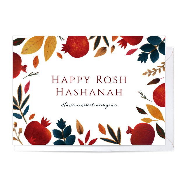 Cartão De Festividades Rosh Hashanah Romãs Pintadas (Criador carregado)