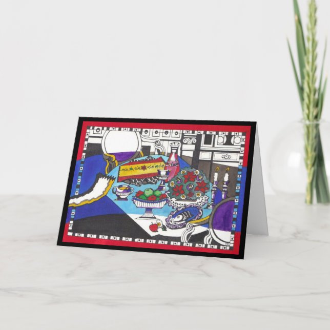 Cartão De Festividades Rosh Hashanah Table (Frente)