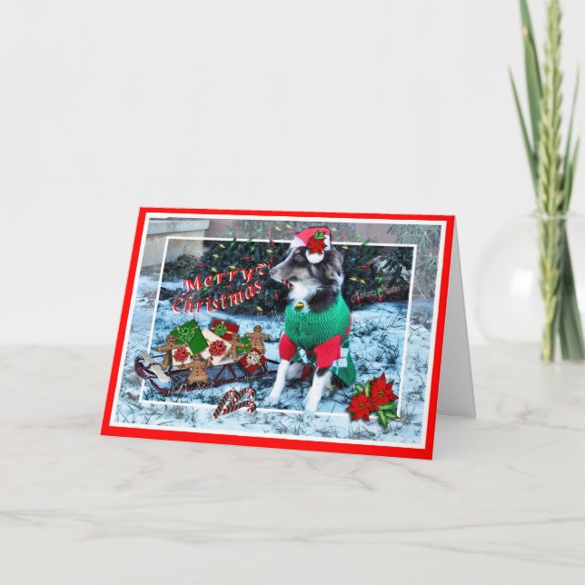 Cartão De Festividades Rosie with sled-customize (Frente)