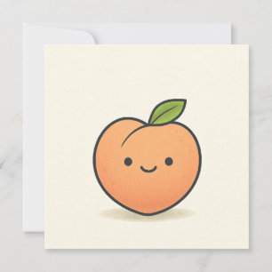 Cartão De Festividades Rosto de Pêssego Sorridente Fofo – Fruta Kawaii