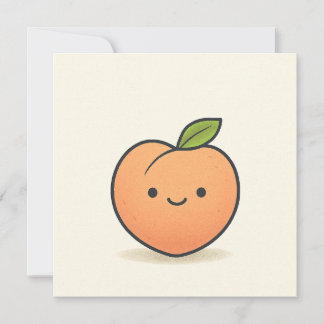 Cartão De Festividades Rosto de Pêssego Sorridente Fofo – Fruta Kawaii