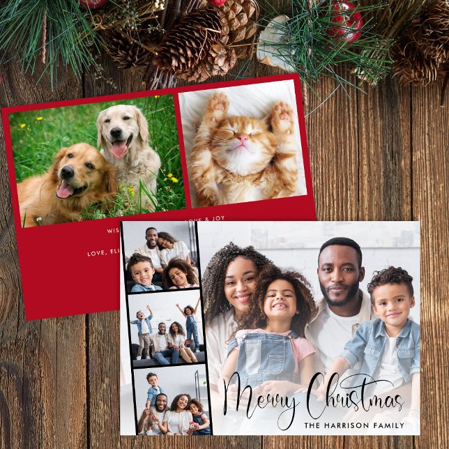 Cartão De Festividades Roteiro de Natal Foto (Share the love and warmth of the season with your personalized photo Christmas card)