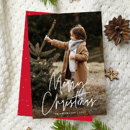 Cartão De Festividades Roteiro Manuscrito Vermelho Feliz Natal Foto