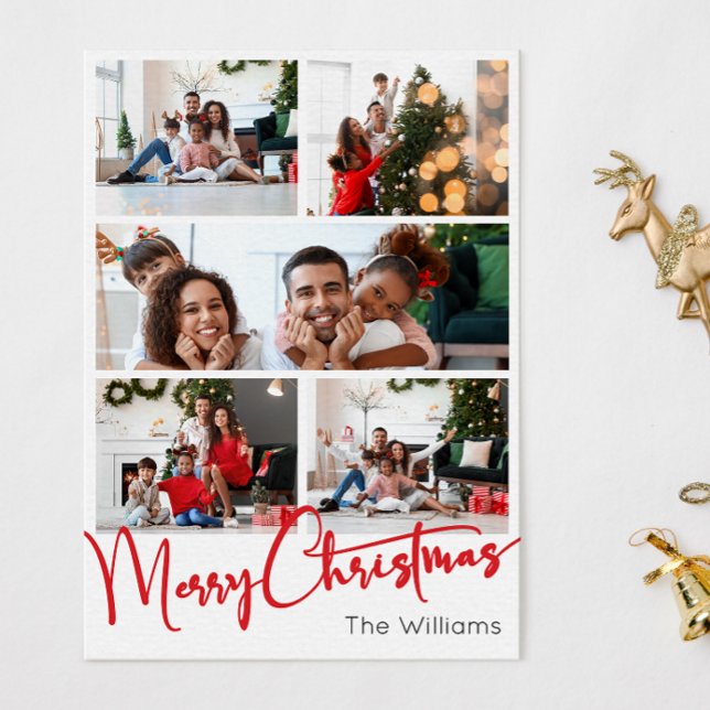 Cartão De Festividades Roteiro Vermelho Feliz Natal Vertical 8 Foto (Criador carregado)