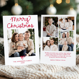 Cartão De Festividades Roto Script Laço Vermelho Natal 5 Foto