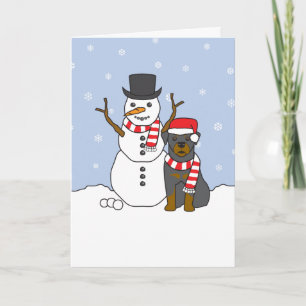 Cartão De Festividades Rottweiler and Snowman