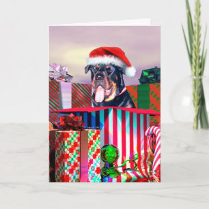 Cartão De Festividades Rottweiler Christmas Surprise