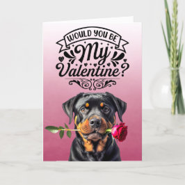 Cartão De Festividades Rottweiler com rosa Dia dos Namorados personalizad