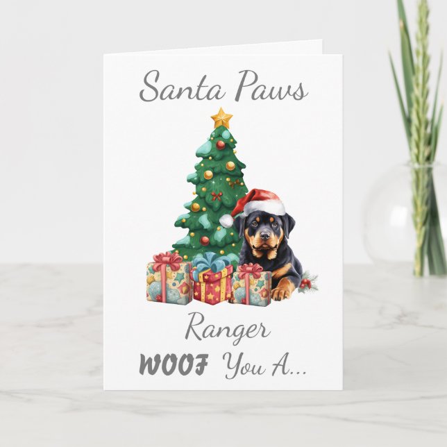 Cartão De Festividades Rottweiler de Cães de Natal Personalizável (Frente)