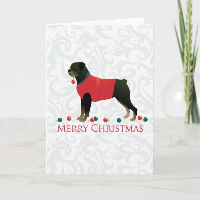 Cartão De Festividades Rottweiler Design de Natal Feliz (Frente)