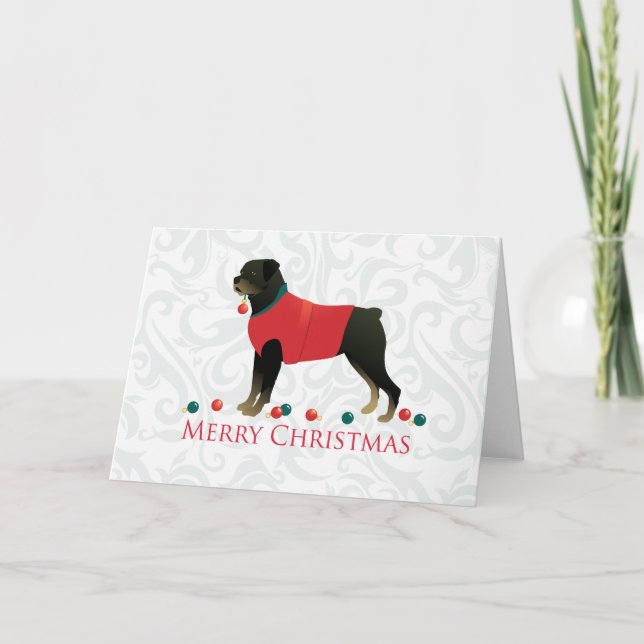 Cartão De Festividades Rottweiler Design de Natal Feliz (Frente)