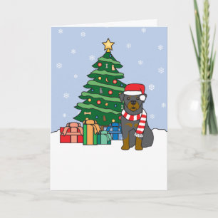 Cartão De Festividades Rottweiler e árvore de Natal