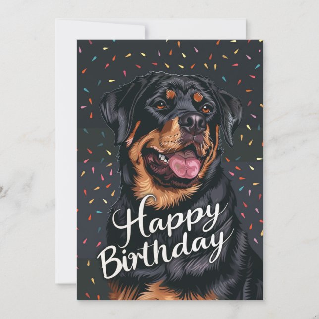 Cartão De Festividades Rottweiler Happy Birday (Frente)