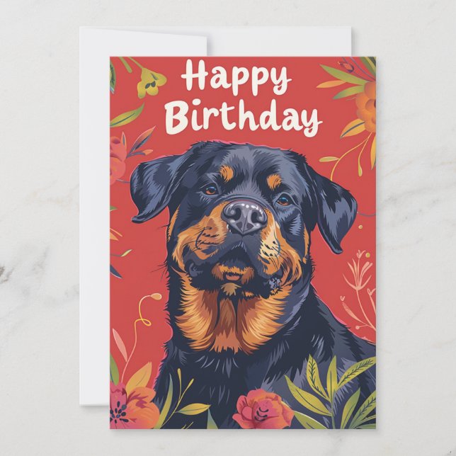 Cartão De Festividades Rottweiler Happy Birday (Frente)
