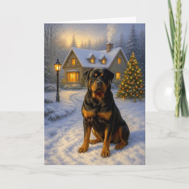 Cartão De Festividades Rottweiler Holiday Card (Frente)