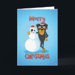 Cartão De Festividades rottweiler - snowman - merry christmas<br><div class="desc">rottweiler standing with a snowman</div>