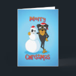 Cartão De Festividades rottweiler - snowman - merry christmas<br><div class="desc">rottweiler standing with a snowman</div>