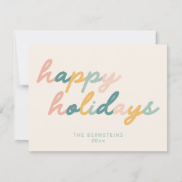 Cartão De Festividades Rótulo Personalizado de Férias Felizes em Script V