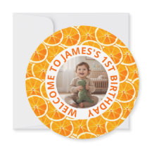 Round Custom Photo & Citrus Birthday Invitation