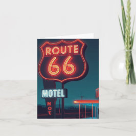 Cartão De Festividades Route 66 Neon Motel Night Travel Art