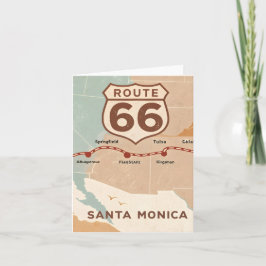 Cartão De Festividades Route 66 Vintage Map with Historic Cities