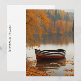 Cartão De Festividades RowBoat Trees Colorful Autumns Wend Timeless Art 