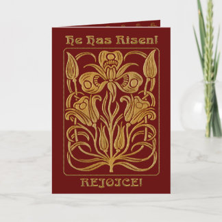 Cartão De Festividades Roycroft Páscoa Brick Vermelho e Dourado (Personal