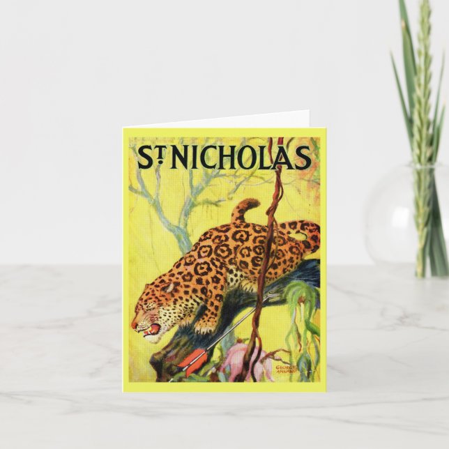 Cartão De Festividades rua de 1929. Leopardo cobrir da revista Nicholas (Frente)