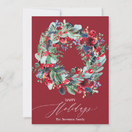 Cartão De Festividades Rua de Natal russa burgundy, feliz