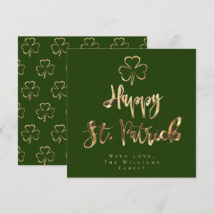 Cartão De Festividades Rua Feliz, Patrick Shamrock Clover Elegante Green