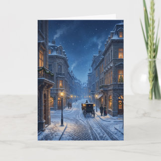 Cartão De Festividades Rua nevada na véspera de Natal em Viena vitoriana