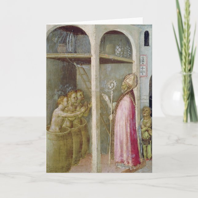 Cartão De Festividades Rua. Nicholas Ressuscitou as Três Crianças (Frente)