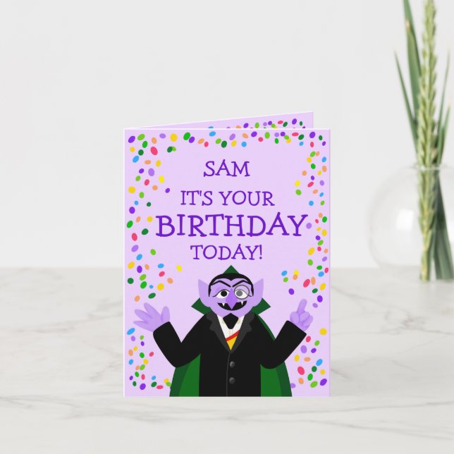 Cartão De Festividades Rua Sésamo | Conde von Count Birthday (Frente)