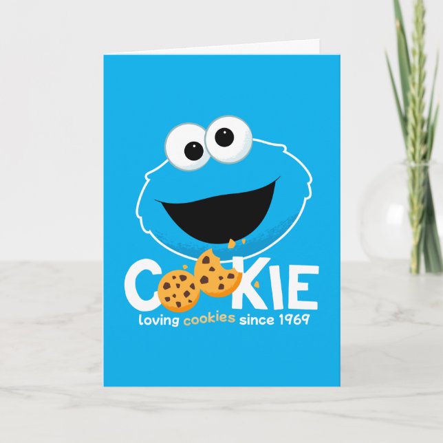 Cartão De Festividades Rua Sésamo | Cookie Monster Loving Cookies (Frente)