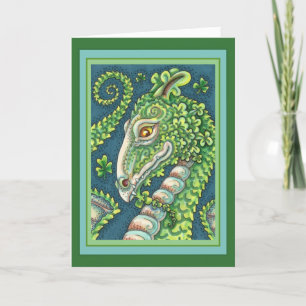 CARTÃO DE FESTIVIDADES RUAS. O GREEN SHAMROCK DRAGON DE PATRICK, FANTASIA