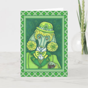 CARTÃO DE FESTIVIDADES RUAS. PADDY'S IRISH VERDE POODLE FRANCÊS, CACHORR