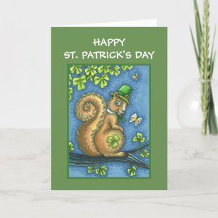 CARTÃO DE FESTIVIDADES RUAS. PATRICKS DAY LEPRECHAUN SQUIRREL, SORTE IRLA