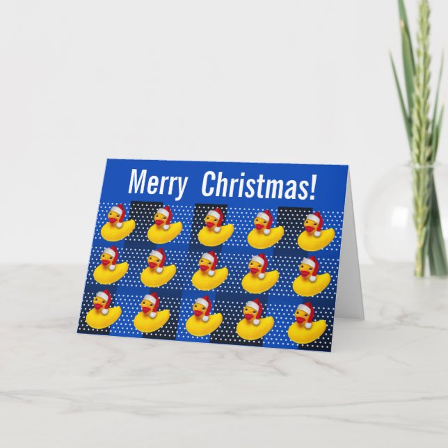 Cartão De Festividades Rubber Ducky Santa Merry Christmas (Frente)