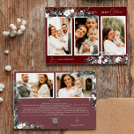 Cartão De Festividades Ruby Red Greenery Vintage Cinco Colagem de Fotos<br><div class="desc">Bem-vindos ao nosso encantador design de Cartão de Feriado de Colagem de Foto Ruby Red Greenery Vintage Cinco, onde o charme vintage encontra elegância moderna. Este design apresenta uma intricada aquarela verde e caligrafia sutilmente elegante com simples tipografia, capturando a essência do conforto tradicional e do núcleo de chalé rústico....</div>