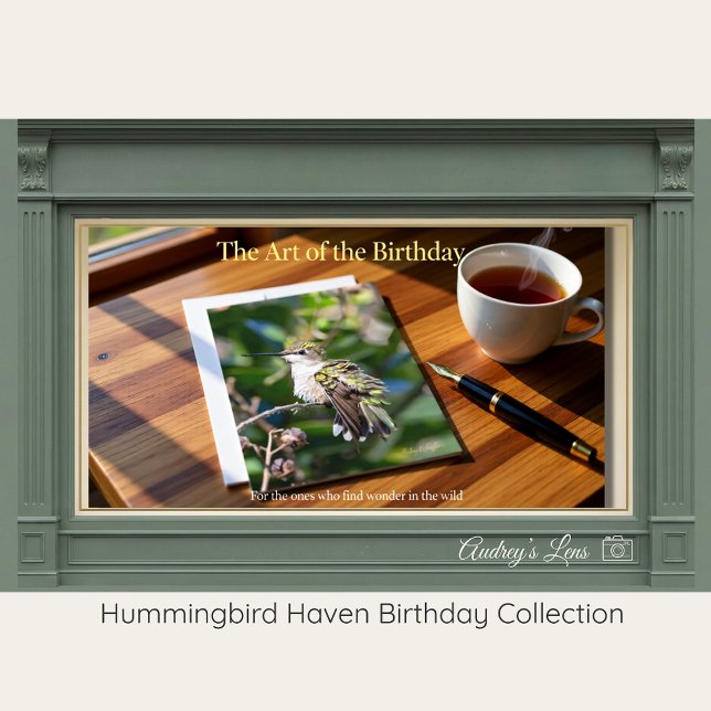 Cartão De Festividades Ruby-Throated Hummingbird Fine Art Birthday Card (Criador carregado)