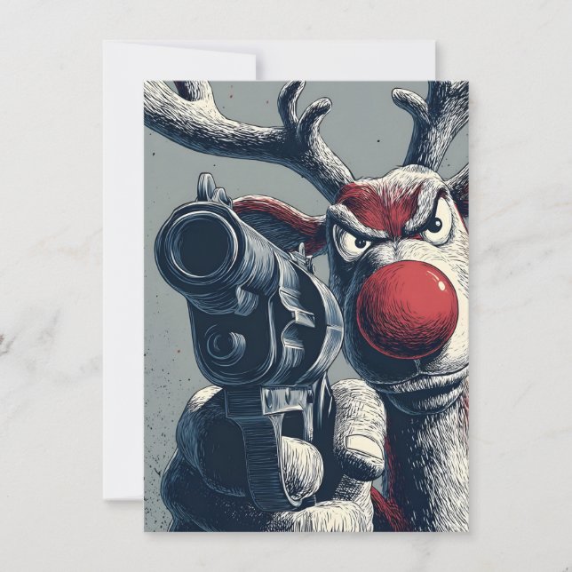 Cartão De Festividades Rudolph has a Gun Christmas Cards (Frente)